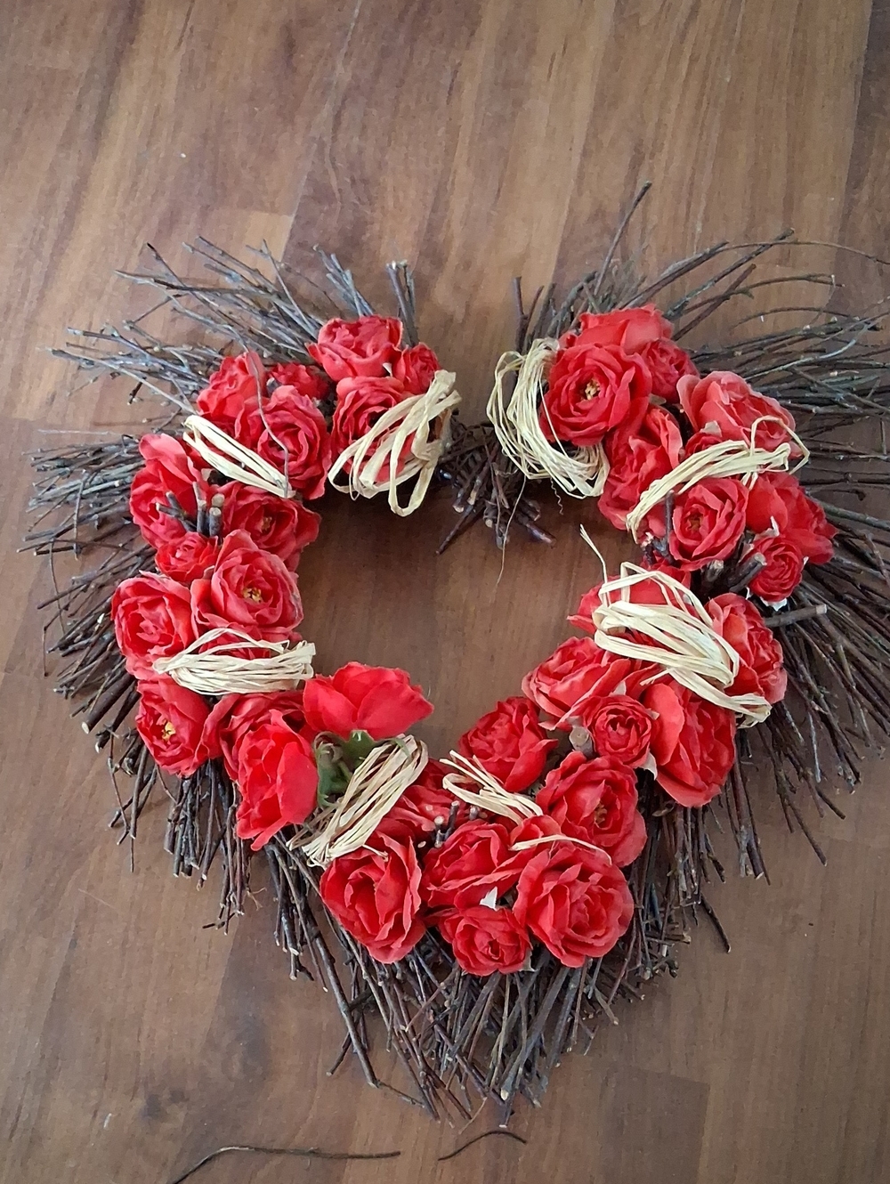 Red Heart-Shaped Floral Wreath - Home Holiday Decor